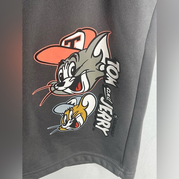 Tom & Jerry x Southpole Graphic Fleece Shorts Asphalt Gray Men’s L NWT - Picture 2 of 8